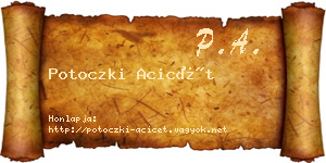 Potoczki Acicét névjegykártya